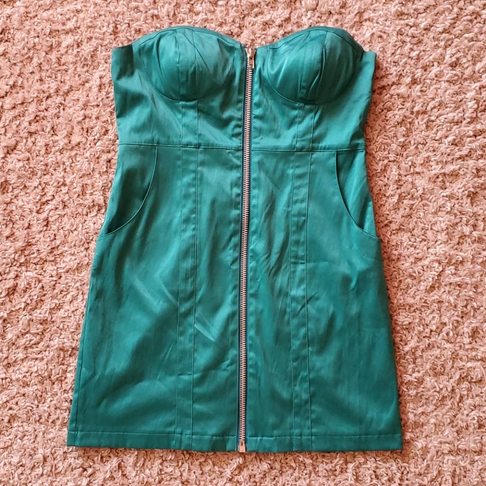 Totally 80's Strapless Zip Up Dress